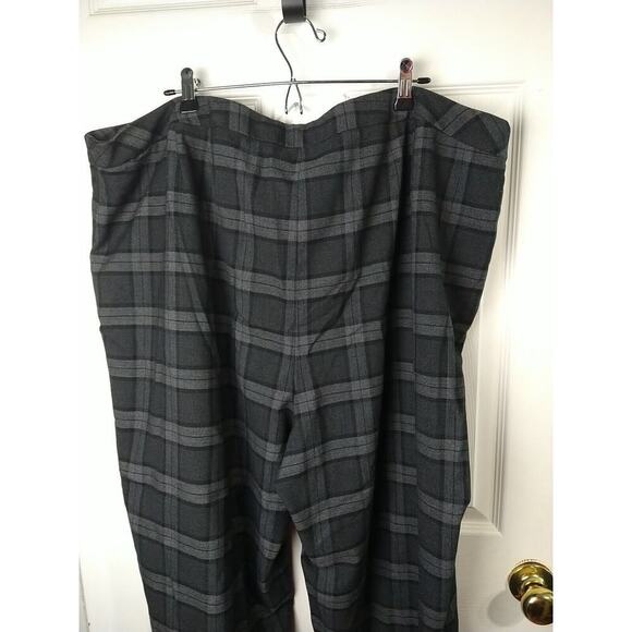 Lane Bryant Women 28S Grey Plaid Wide Leg Pockets Flat Front Dress Pant - Picture 10 of 11